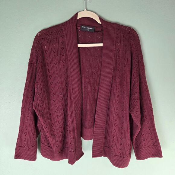 Lane Bryant Womens Classic 3/4 Sleeve Open Front Pointelle Shrug Size 22 24 - Picture 1 of 7